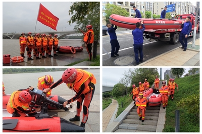 赣州市消防救援支队章贡区大队组织开展防汛抗洪装备检查并演练